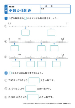 小数の仕組み、大小プリントNo.4