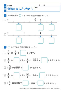 分数の表し方、大きさ