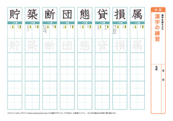 漢字の練習（音読みサ～ワ行）プリントNo.4