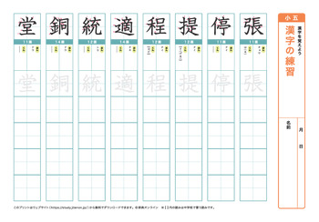 漢字の練習（音読みサ～ワ行）プリントNo.5