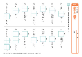 漢字の書き取り問題（音読みサ～ハ行）プリントNo.6