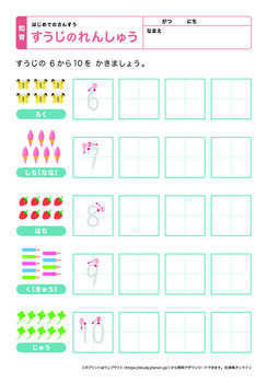 数字の練習（なぞり書き2）