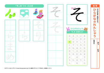 ひらがなの練習（さ行）プリントNo.5