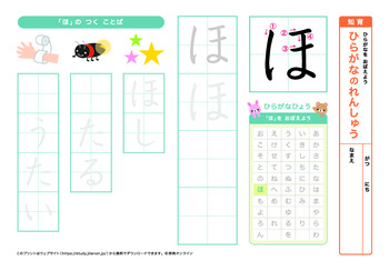 ひらがなの練習（は行）